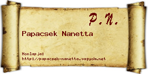 Papacsek Nanetta névjegykártya